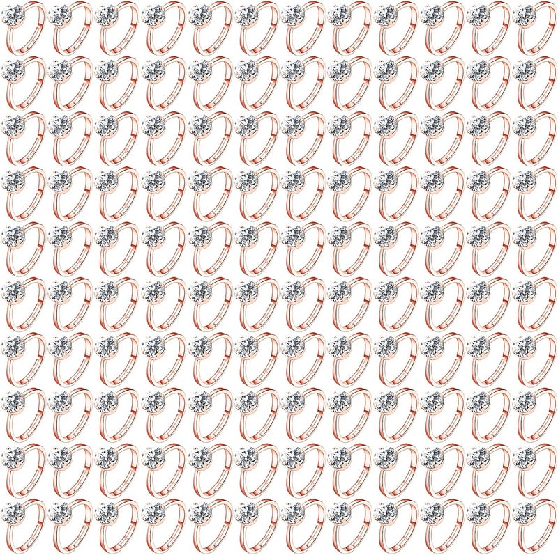 NEWITIN 120 Pieces Fake Rings Diamond Engagement Rings Silver Ring for Bridal Shower Party Game Wedding Table Decorations - Image 1